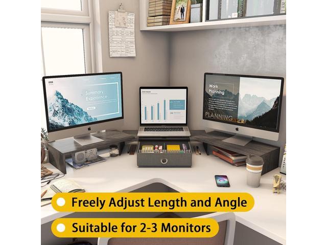WESTREE Triple Dual Monitor Stand Riser with Drawer,Extra Large Adjustable for 2~3 Monitors,Solt for Phone & Tablet, Desktop Organizer Stand for...