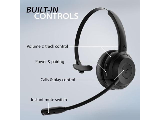 Alto Solo - Wireless Headset with Mic for Work with Qualcomm Bluetooth Solution, CVC Noise-Canceling for PC, Computer & Laptop, Charging Stand,...