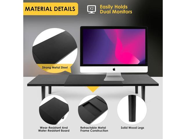 Dual-Monitor-Stand-Riser-For-Desk Adjustable Length 32-40 InchLarge Desktop Computer Monitor Riser For 2 ScreensDesk Shelf Organizer Riser Stand...