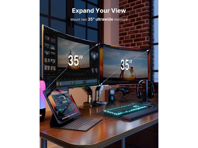 HUANUO Dual Monitor Stand for 13 to 35 inch, Premium Dual Monitor Mount with USB, Height Adjustable Monitor Stands for 2 Monitors, VESA Bracket...