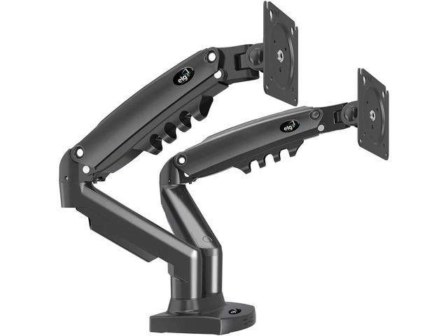 ELG Full Motion Swivel Dual Monitor Desk Mount Stand Gas Spring for Two Screens 17 to 35'' (4.4lbs to 19.8lbs Load for Each Display), Computer...
