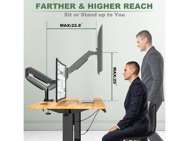 Sinlge Monitor Mount for 13 to 34 inch Flat/Curved Computer Screen, Gas Spring Ultrawide Monitor Arm Holds up to 26.5 lbs, Clamp & Grommet Base,...