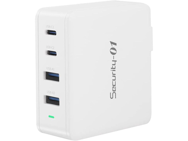 100W USB C Charger, Security-01 4 Ports GaN PD Fast Wall Charger, Compatible with MacBook Pro, MacBook Air, iPhone 14 13 Pro,Steam Deck,Galaxy...