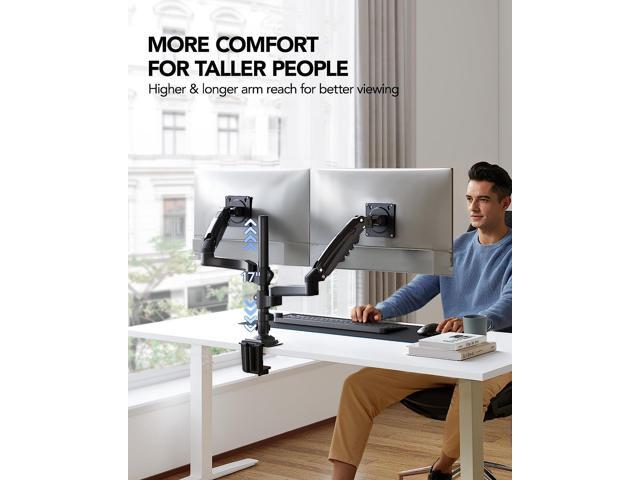 HUANUO 13-32 Inch Monitor Mount 2 Monitors, Ergonomic Height Adjustable Screen Mount 2 Monitors Tilt/Swivel/Rotate/Weight Max 9 kg/VESA 75/100 mm