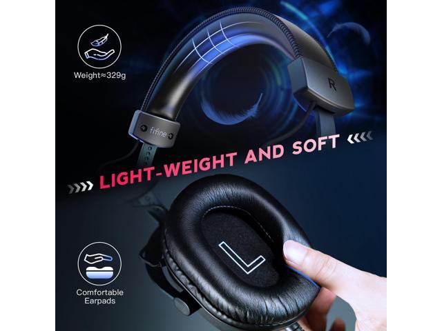 FIFINE PC Gaming Headset, USB Headset with 7.1 Surround Sound, Detachable Microphone, Control Box, 3.5mm Headphones Jack, Over-Ear Wired Headphones...