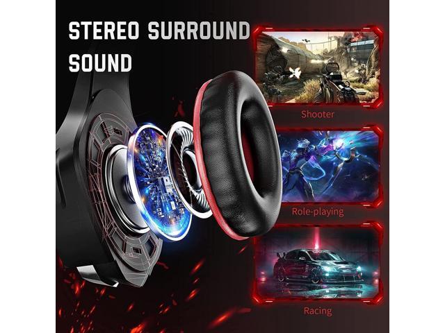 Gaming Headset for PS4, PS5, PC, Xbox One, Over-Ear Gaming Headphones with Noise Cancelling Mic, Premium Stereo, Lightweight Comfortable Earmuffs...