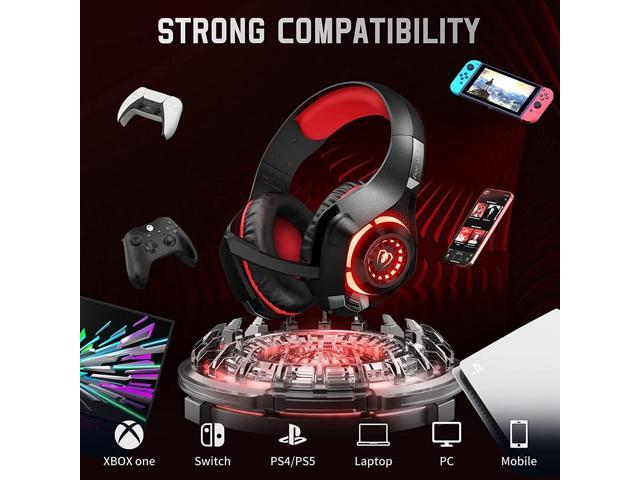 Gaming Headset for PS4, PS5, PC, Xbox One, Over-Ear Gaming Headphones with Noise Cancelling Mic, Premium Stereo, Lightweight Comfortable Earmuffs...