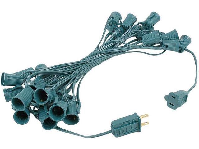 Novelty Lights C9 Clear Christmas String Light Set - 25 Foot, Indoor/Outdoor, Dimmable, Green Wire