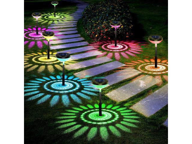 Nupostai 8 Pack Solar Pathway Lights, Multicolor & Warm White LED, IP67 Waterproof, Outdoor Garden Yard Lawn Landscape Decorative