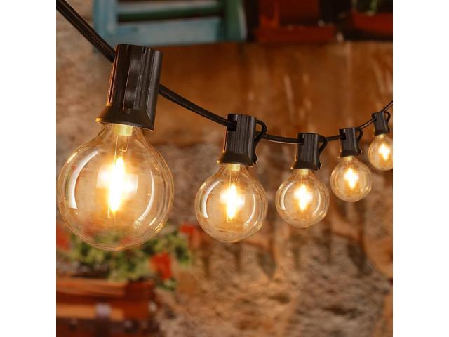 Ollny 100FT Outdoor String Lights, Waterproof Connectable Shatterproof Outside Light with 50 Edison + 3 Spare LED Bulbs Plug in, Patio Lights for.