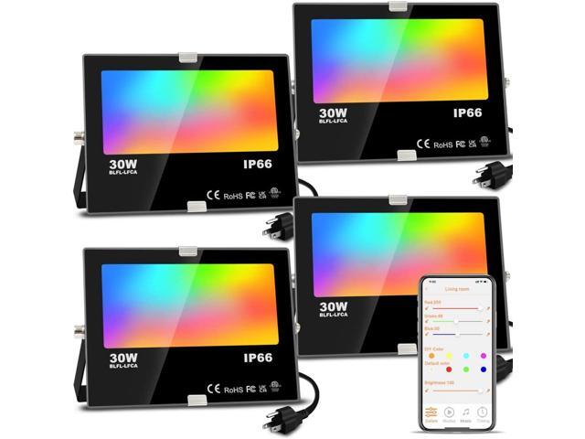 LED Flood Light Outdoor, 30W Equivalent 3000LM Smart RGB Landscape Lighting with APP Control, DIY Scenes - Timing - 5700K Daylight White -Color.