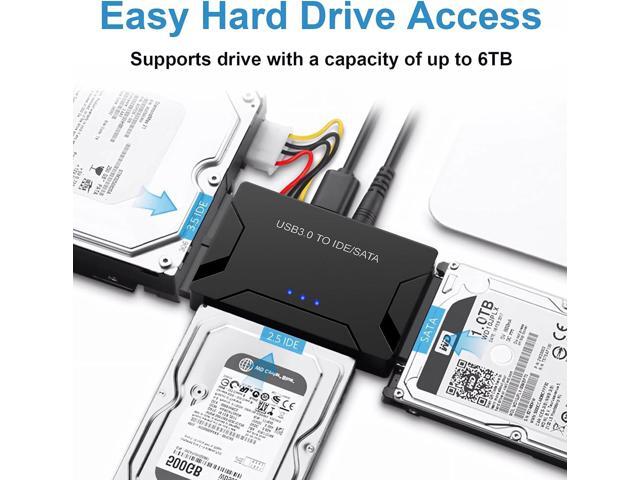 USB 3.0 to SATA/IDE Adapter, External Hard Drive Reader Ultra Recovery Converter Compatible with 2.5/3.5in HDD/SSD DVD Optical Drives Data Transfer