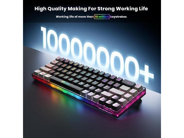 65% Wireless Gaming Keyboard, Rechargeable Backlit Gaming Keyboard, 68 Keys Ultra-Compact Anti-ghosting No-Conflict Wireless Keyboard for PC Laptop...