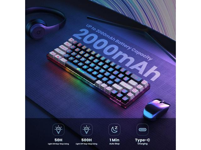 65% Wireless Gaming Keyboard, Rechargeable Backlit Gaming Keyboard, 68 Keys Ultra-Compact Anti-ghosting No-Conflict Wireless Keyboard for PC Laptop...