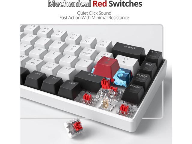 60 Percent Gaming Keyboard 68 Keys Mechanical Keyboard LED Backlit Compact Wired Keyboard with Red Switch for Windows PS4/5 Xbox Gamer(Black-White)