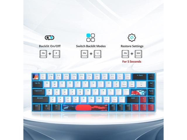 60 Percent Gaming Keyboard 68 Keys Mechanical Keyboard LED Backlit Compact Wired Keyboard with Red Switch for Windows PS4/5 Xbox Gamer(Black-White)