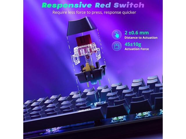 Mechanical Gaming Keyboard Wired, 11 Programmable Backlit Modes, Hot-Swappable Red Switch, Anti-Ghosting, Double-Shot PBT Keycaps, Light Up...