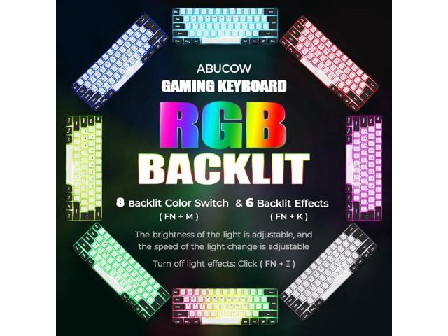 abucow Gaming Keyboard Minimalist Portable Wired Ultra-Compact Mini Imitation 61 Keys RGB Backlit Keyboard (White-Black)