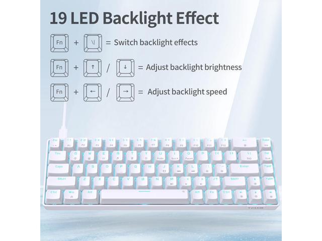 Gaming Keyboard 60 Percent, LED Backlit Ultra-Compact 68 Keys Mechanical Keyboard with Separate Arrow/Control Keys, T68SE,Blue Switch