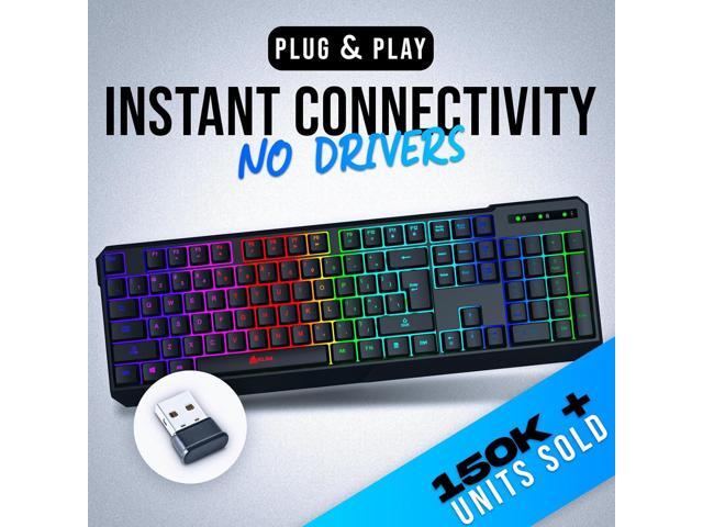 KLIM Chroma Wireless Keyboard RGB Backlit Gaming, Rechargeable Battery, PC Keyboard, Durable & Water-Resistant, Compatible with PS4, PS5 & Mac -...