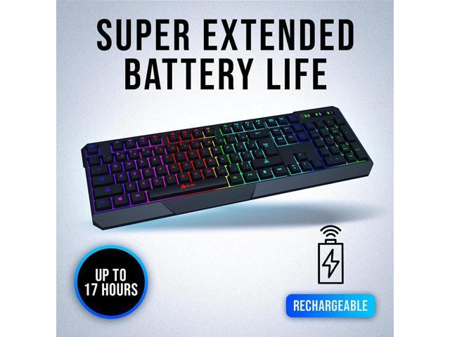 KLIM Chroma Wireless Keyboard RGB Backlit Gaming, Rechargeable Battery, PC Keyboard, Durable & Water-Resistant, Compatible with PS4, PS5 & Mac -...