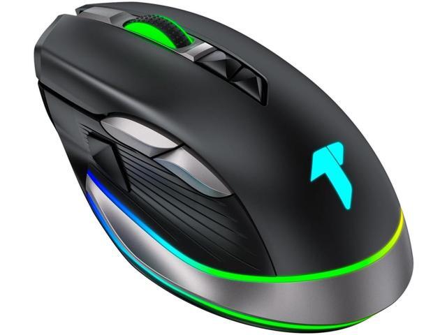 TECURS Wireless Gaming Mouse, 12000 DPI Wired & Wireless Dual Modes Rechargeable RGB Gaming Mouse with Side Buttons, 9 Programmable Buttons Mice.