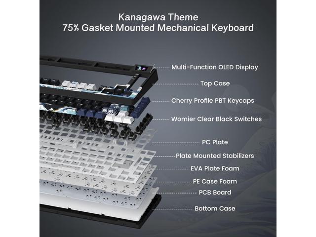 XVX/Womier S-K80 75% Keyboard with Color OLED Display Mechanical Gaming Keyboard, Hot Swappable Keyboard, Gasket Mount RGB Custom Keyboard,...