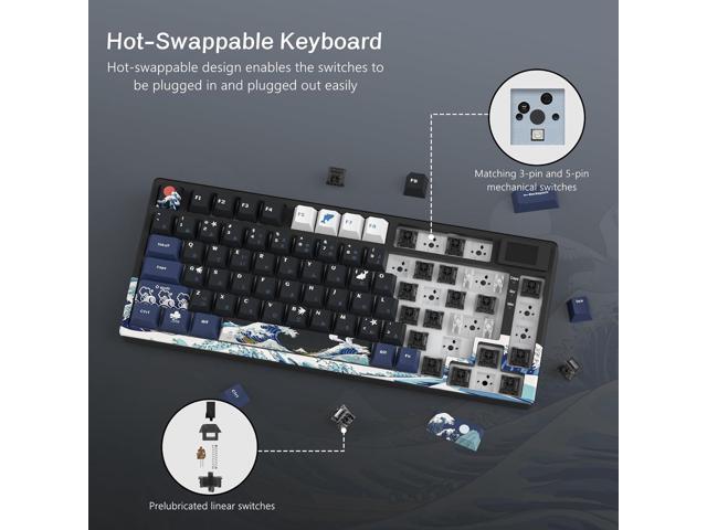 XVX/Womier S-K80 75% Keyboard with Color OLED Display Mechanical Gaming Keyboard, Hot Swappable Keyboard, Gasket Mount RGB Custom Keyboard,...