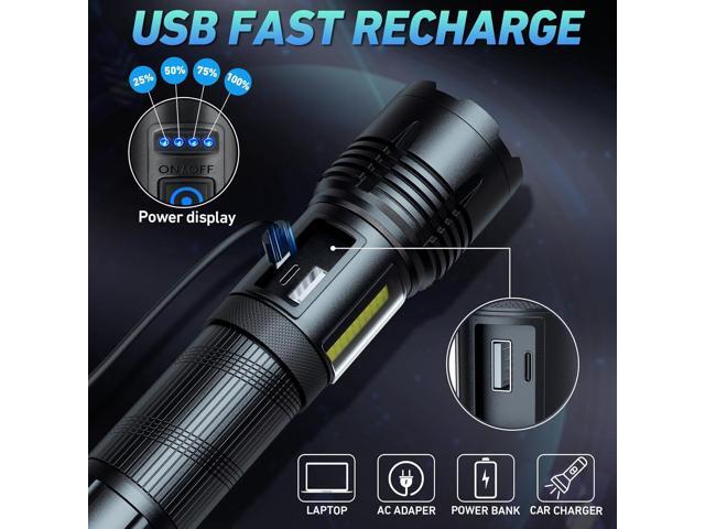 Rechargeable LED Flashlights High Lumen,990,000 Lumens Super Bright Flashlight,Powerful Flash Light 7 Modes with COB Work Light IPX7 Waterproof for...
