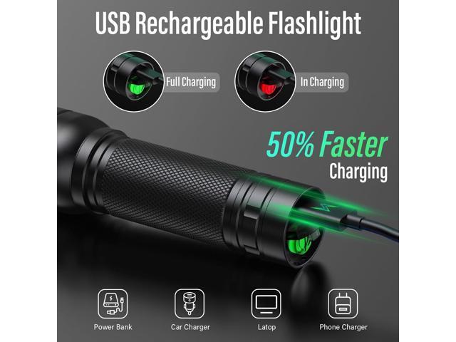 RECHOO Rechargeable Flashlights High Lumens, 2 Pack G1000 Super Bright Flash Light, Small Led Tactical Flashlight with 3 Lighting Modes, Portable...