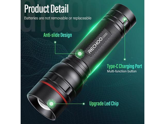 RECHOO Rechargeable Flashlights High Lumens, 2 Pack G1000 Super Bright Flash Light, Small Led Tactical Flashlight with 3 Lighting Modes, Portable...