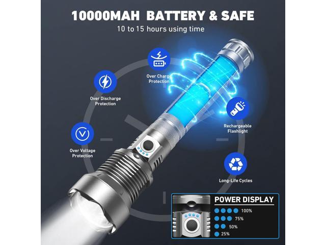Rechargeable LED Flashlights High Lumens, 990,000 Lumen Brightest Flashlight with 5 Modes and Waterproof, Long Lasting Powerful Handheld Bright...