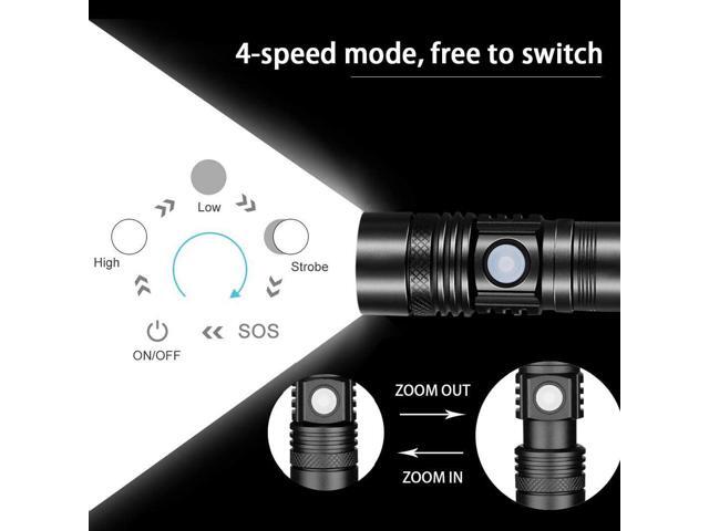 iToncs Rechargeable Flashlight, Pocket-Sized Torch with Super Bright High Lumens LED, Water Resistant, Zoomable, LED Tactical Flashlights with...