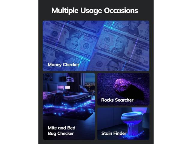morpilot Black Light, 4 PCS 12 LEDs 395nm UV Blacklight Flashlights Detector for Pets Urine and Stains