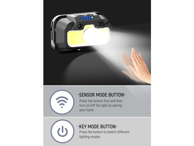 Headlamp Rechargeable, 1300 Lumen Ultra-Light Bright Head Lamp with White Red Green, 14 Modes Adjustable Waterproof Motion Sensor Headlight for...
