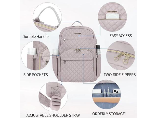KROSER Laptop Backpack for Women 15.6 Inch Stylish Daypack with USB Charging Port, Water-repellent Nylon Backpack for Travel/Business, Dusty Pink