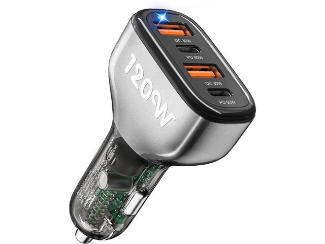 120W USB C Car Charger, SONRU 4 Ports Cigarette Lighter USB Car Charger Adapter, [2 PD 60W+2 QC3.0 30W] Fast Charging for iPhone 16 Pro Max Galaxy...