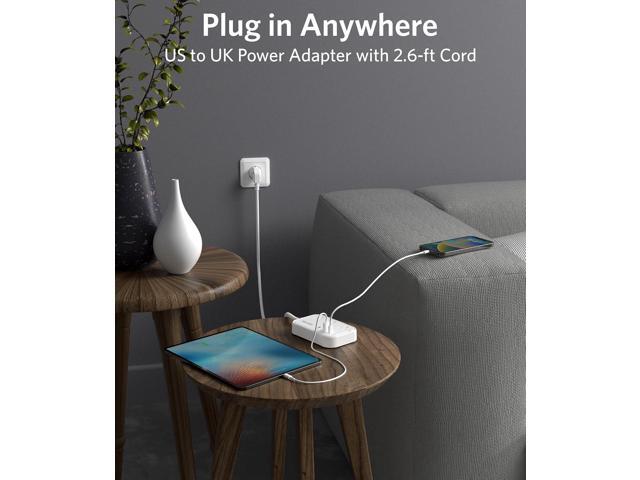 BESTEK US to UK Travel Plug Adapter: Type G Adapter with 3 AC Outlets and 4 USB (1 PD20W) - Power Strip for USA, UK, Ireland, Scotland, Hong Kong,...