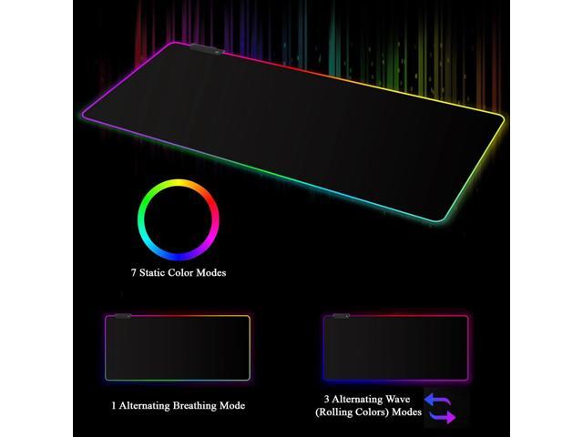 Meffort Inc RGB Gaming Mouse Pad - Extra Large XXL LED Gaming Mouse Mat with Custom Design Stitched Edges (35.4 x 15.7 Inch, Black)