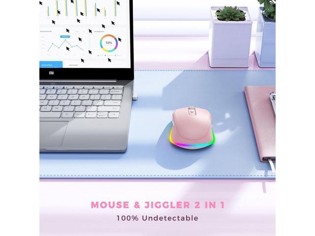 PEIOUS Mouse for Laptop, Wireless Mouse Jiggler - LED Wireless Mice with Build-in Mouse Jiggler Mover, Rechargeable Moving Mouse for Laptop...