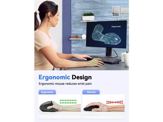 TECKNET Ergonomic Mouse, 4800 DPI Wireless Vertical Mouse with 5 Adjustable DPI Levels, 2.4GHz Optical Carpal Tunnel Mouse, 6 Buttons Wireless...