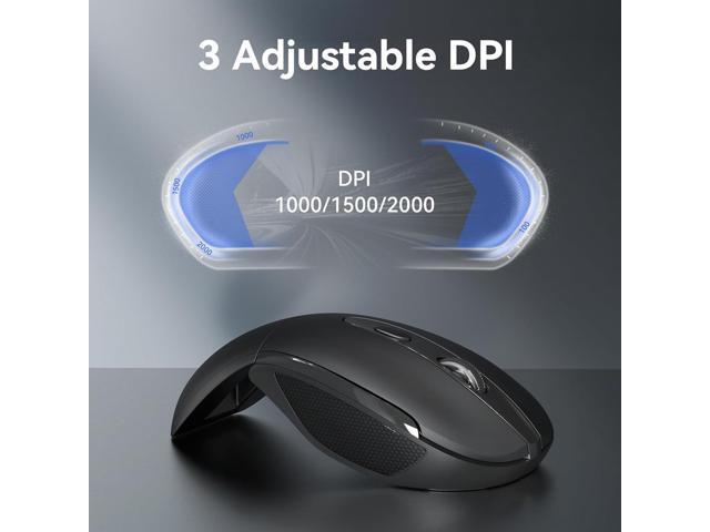 TECKNET Folding Wireless Mouse, 2.4G Travel Mouse Portable 3 Adjustable DPI 2000/1500/1000 Compatible with Notebook, PC, Computer, 2-Year Battery Life