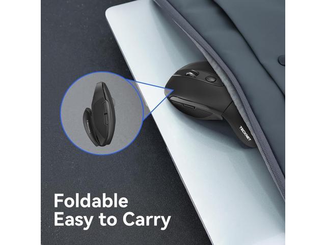 TECKNET Folding Wireless Mouse, 2.4G Travel Mouse Portable 3 Adjustable DPI 2000/1500/1000 Compatible with Notebook, PC, Computer, 2-Year Battery Life