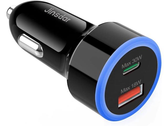 USB C Car Charger, 48W Type C Car Phone Charger Adapter Cigarette Lighter Super Fast Charging PD 3.0 QC Dual Port Cargador for iPhone 15/14/13,...