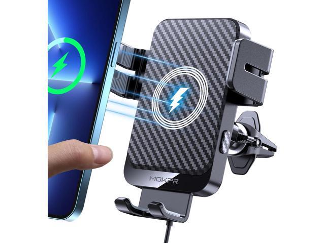 Wireless Car Charger, MOKPR 15W Fast Charging Auto-Clamping Car Charger Phone Mount Air Vent Cell Phone Holder Compatible iPhone 16/15/14/13/13...