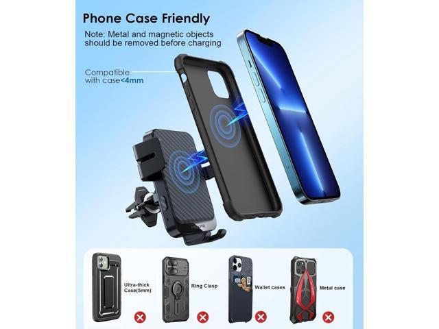 Wireless Car Charger, MOKPR 15W Fast Charging Auto-Clamping Car Charger Phone Mount Air Vent Cell Phone Holder Compatible iPhone 15/14/13/13 Pro/12...