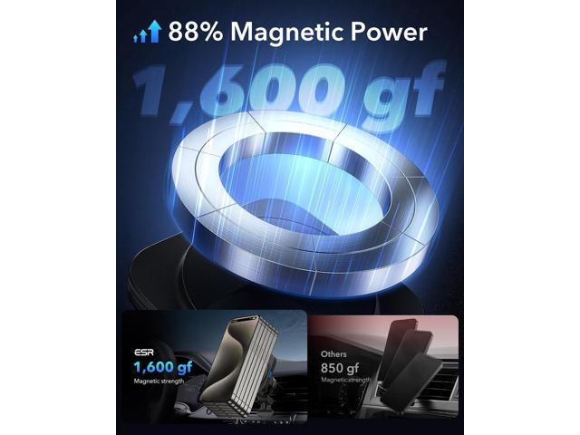 ESR for MagSafe Car Mount Charger, 15W Magnetic Wireless Car Charger, for MagSafe Car Charger, Air Vent Phone Holder for iPhone 16/15/14/13/12,...
