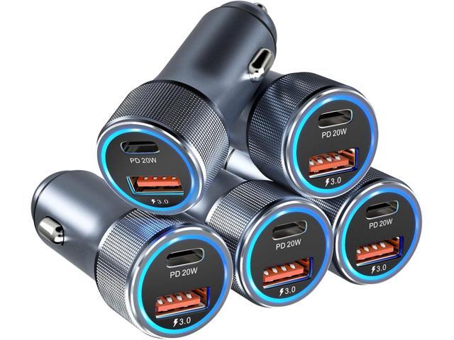 5 Pack USB C Car Charger, Bangfun 36W Dual USB Car Adapter Fast Charge PD & QC 3.0 Cigarette Lighter USB Charger Compatible iPhone 15 14 13 12 11 Pro...