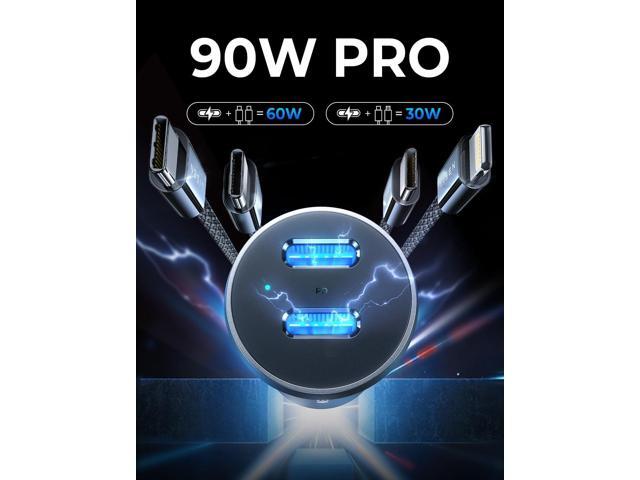 90W USB C Car Charger Fast Charging, Dual USB C Port PD 45W Cigarette Lighter Adapter USBC Car Charger iPhone, LISEN Super Fast Car Charger USB C...