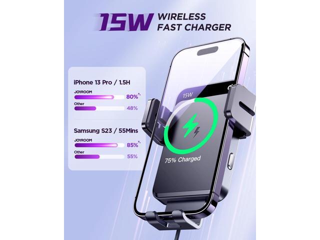 JOYROOM Wireless Car Charger,15W Qi Fast Charging Car Charger Phone Holder Mount, Auto-Clamping Alignment Windshield Dashboard Air Vent Cell Phone...